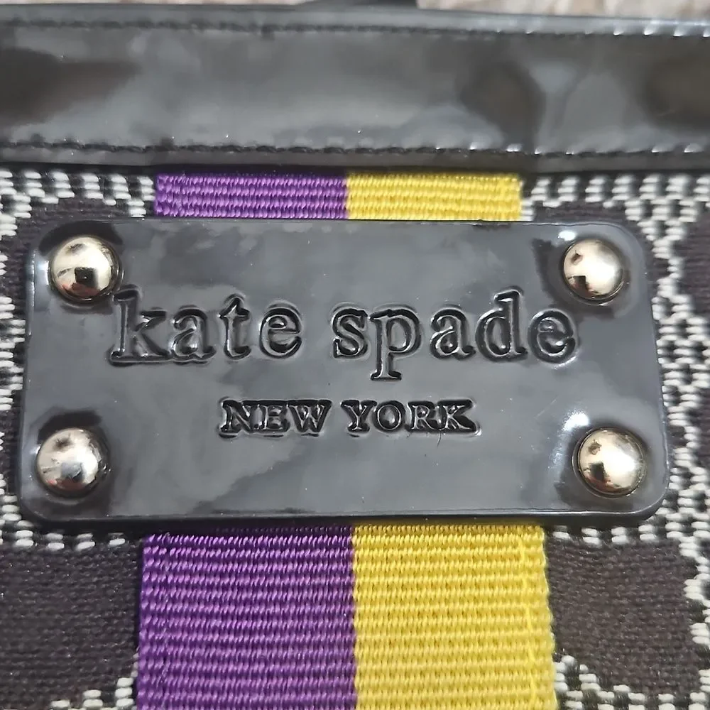 Kate Spade New York Coin Purse | Brown Geo Print | Purple Lining